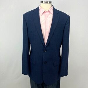 Jos A Bank Traveler Travel Tech Mens 42L Blue Blazer Recent 2 Button Sport Coat